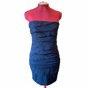 Velvet by Graham & Spencer - Dark Navy Strapless Tube Ruched Dress – Size M
